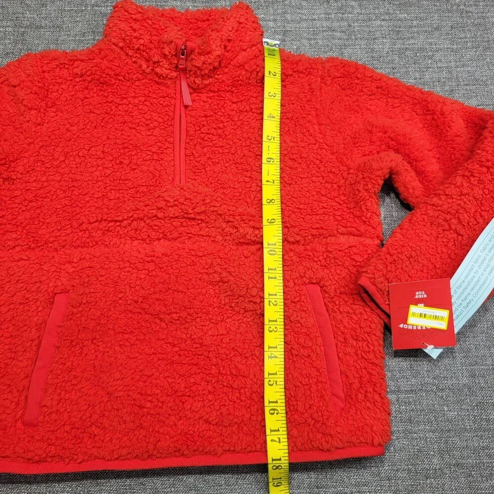 Wondershop Kids Faux Shearling Half Zip-Up Pajama Pullover Medium Size 8 Red